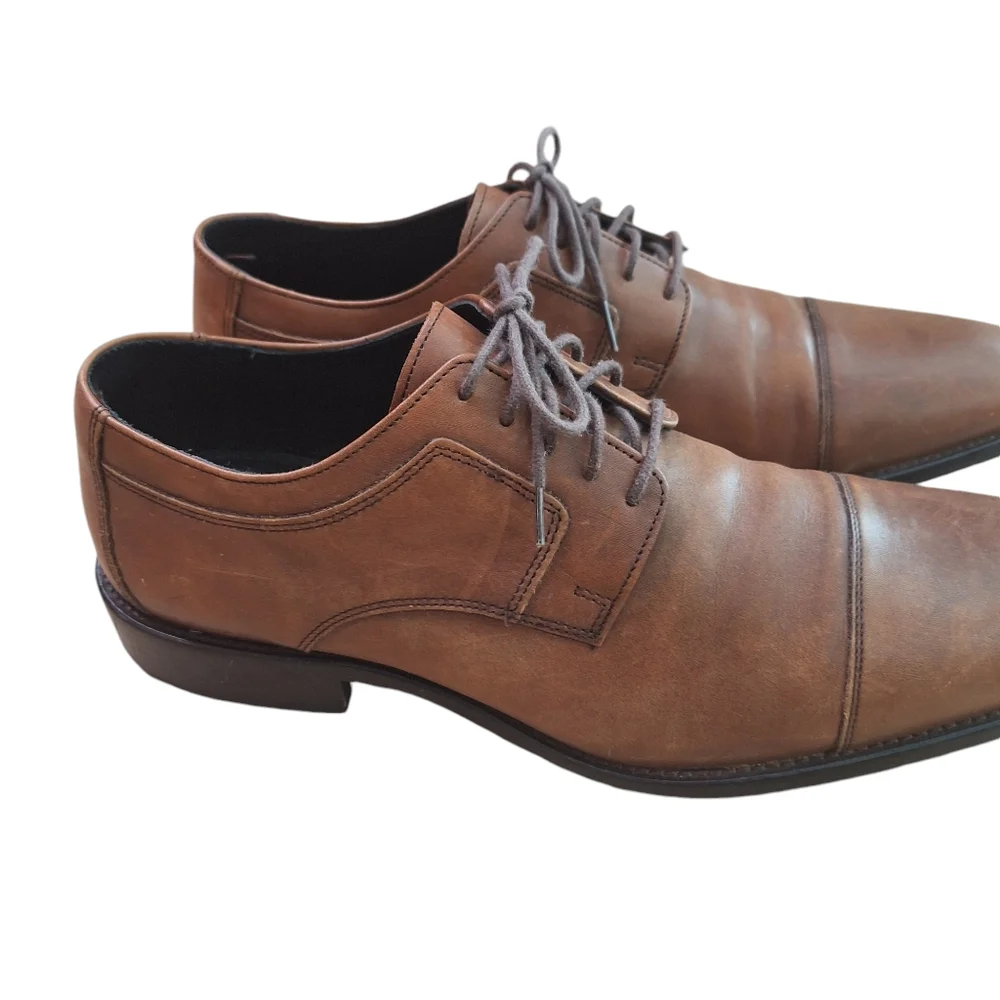 Johnston & Murphy Lancaster Cap Toe Derby Men's Tan Brown Dress Shoes sz 12M